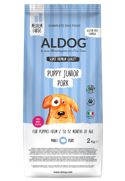 Croquettes de porc moyennes/grandes pour chiots ALDOG - Junior